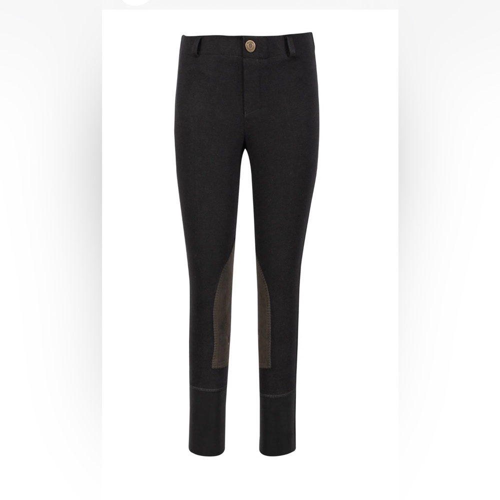 New* TuffRider Kids Starter Lowrise Pull On Knee Patch Breeches Black Size 14